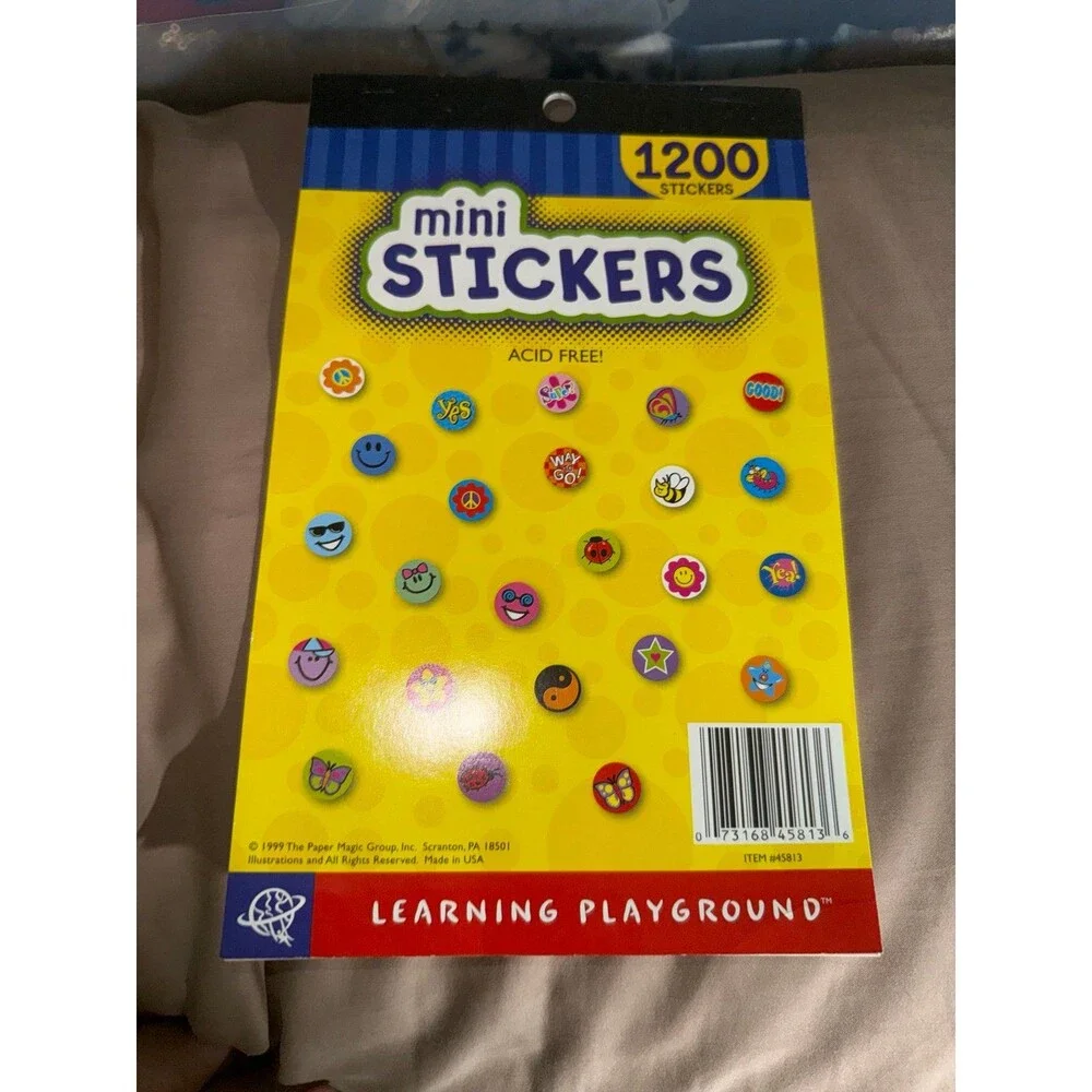 Vintage 90s Learning Playground Mini Stickers Book 1200 Stickers Smiley Faces